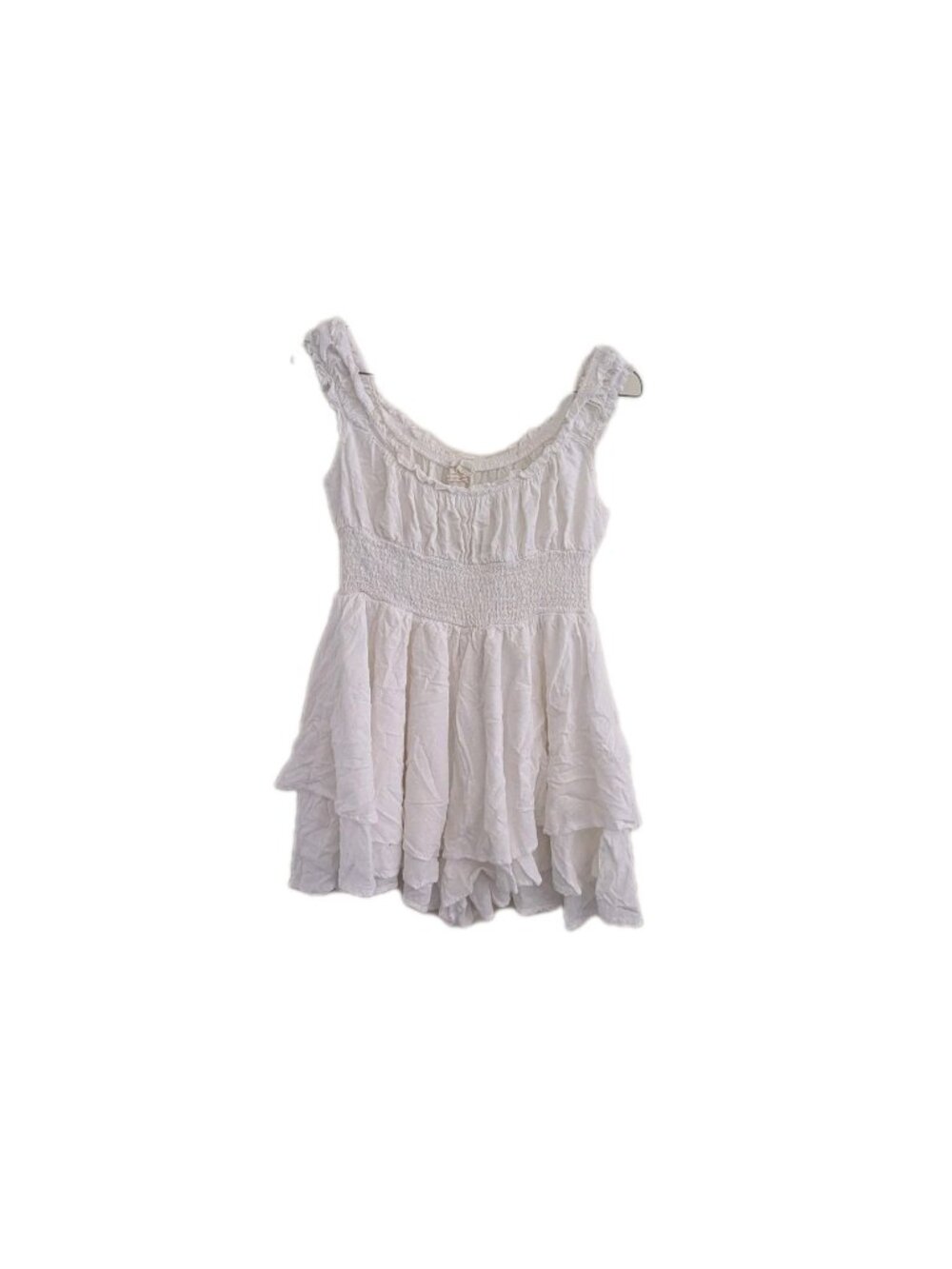 Urban Outfitters Swiss Dot Romper M White Smocked Layered Ruffle Coquette Boho